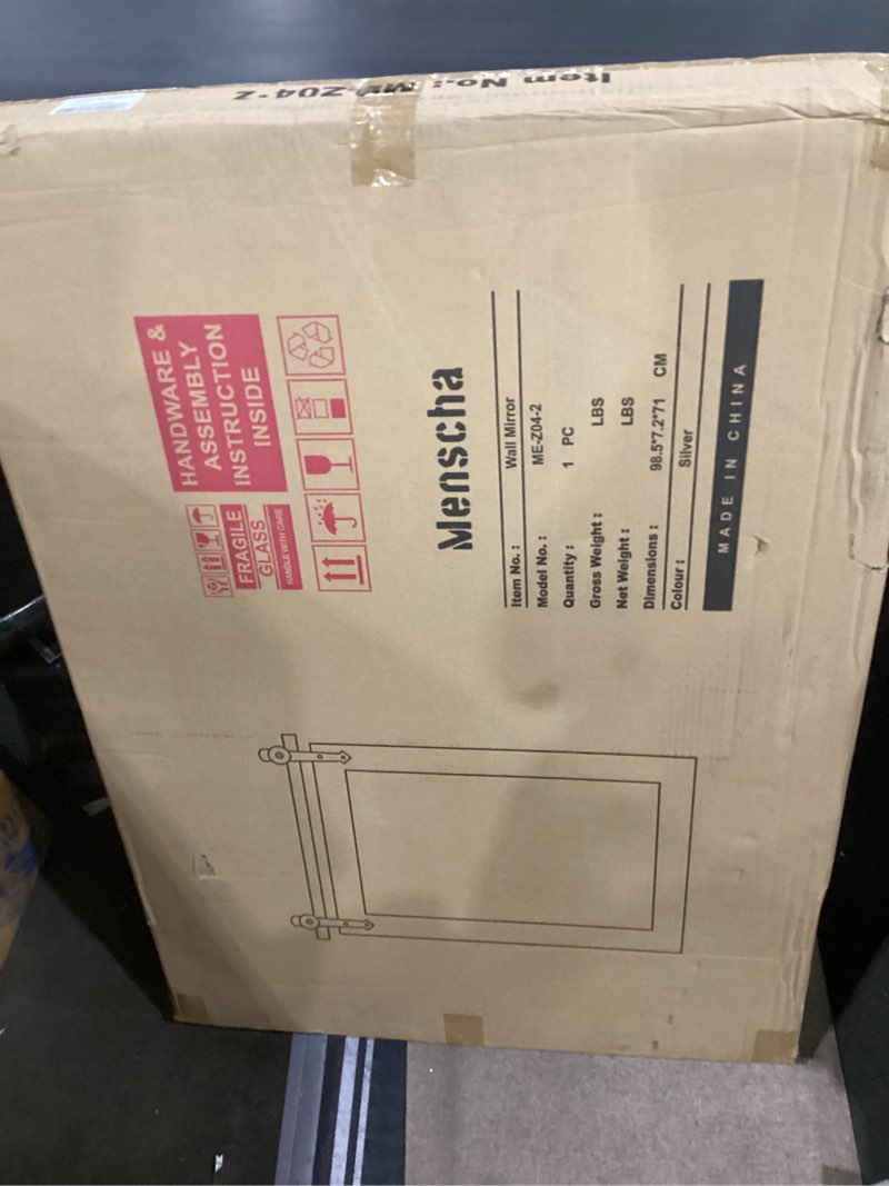 Condition photo showing New/Like New for Farmhouse Bathroom Mirrors for Over Sink 26”x40” White Rustic Wall Decor Mirror for Vanity Barn Door Style Wall Mirror for Bathroom Entryway Living Room Bedroom White 40"L x 26"W