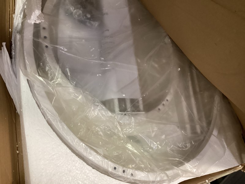 Condition photo showing Good Condition for Garden 4 you Nesting Coffee Table, 23.6" Round Coffee Table Set of 2, Glass Nesting Table with Metal Frame, Ceter Tables for Living Room Bedroom Balcony, White White Glass