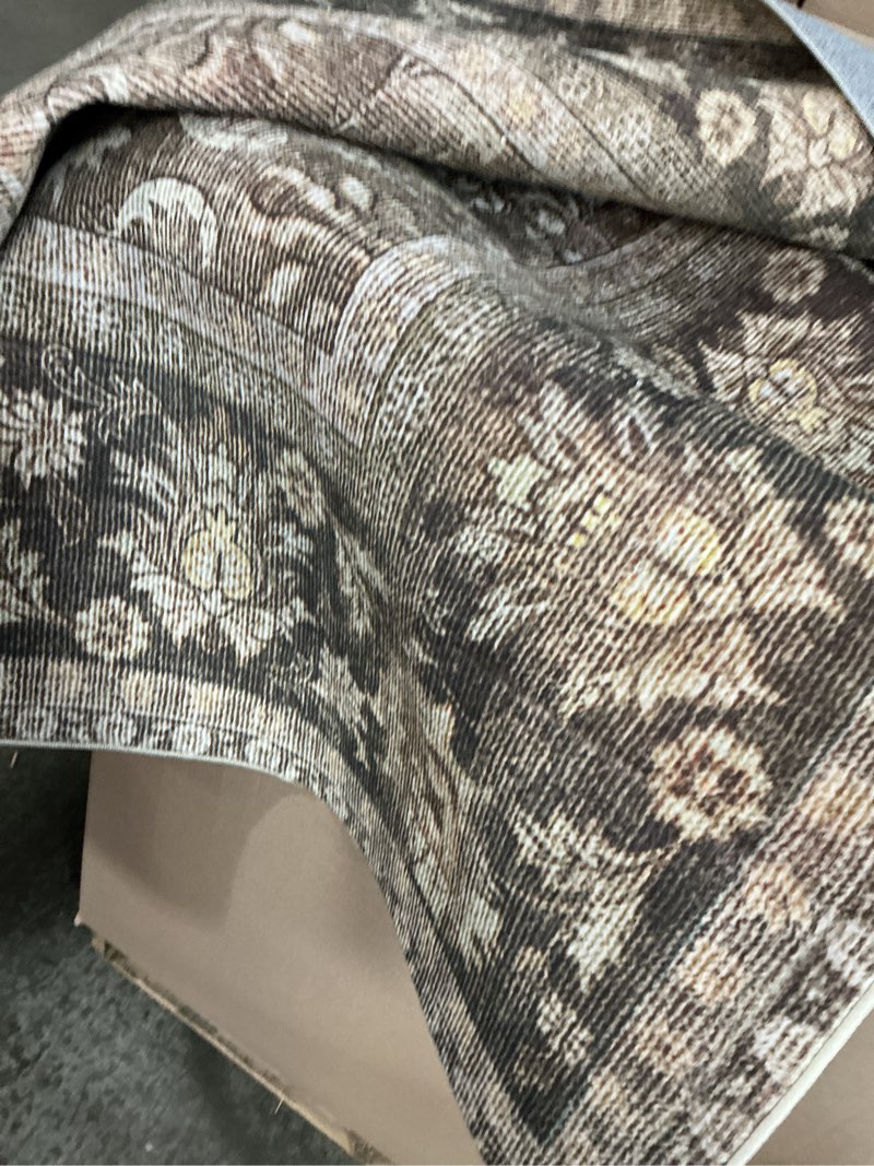 Condition photo showing Good Condition for HUGEAR 8x10 Machine Washable Rugs Brown Hallway Large Area Rug Indoor Accent Rug Floral Low Pile Carpet Soft Throw Aesthetic Rug Bedroom Living Room Office Dining Room Kitchen Laundry Room Floral | Brown 8' x 10' (Rectangular)