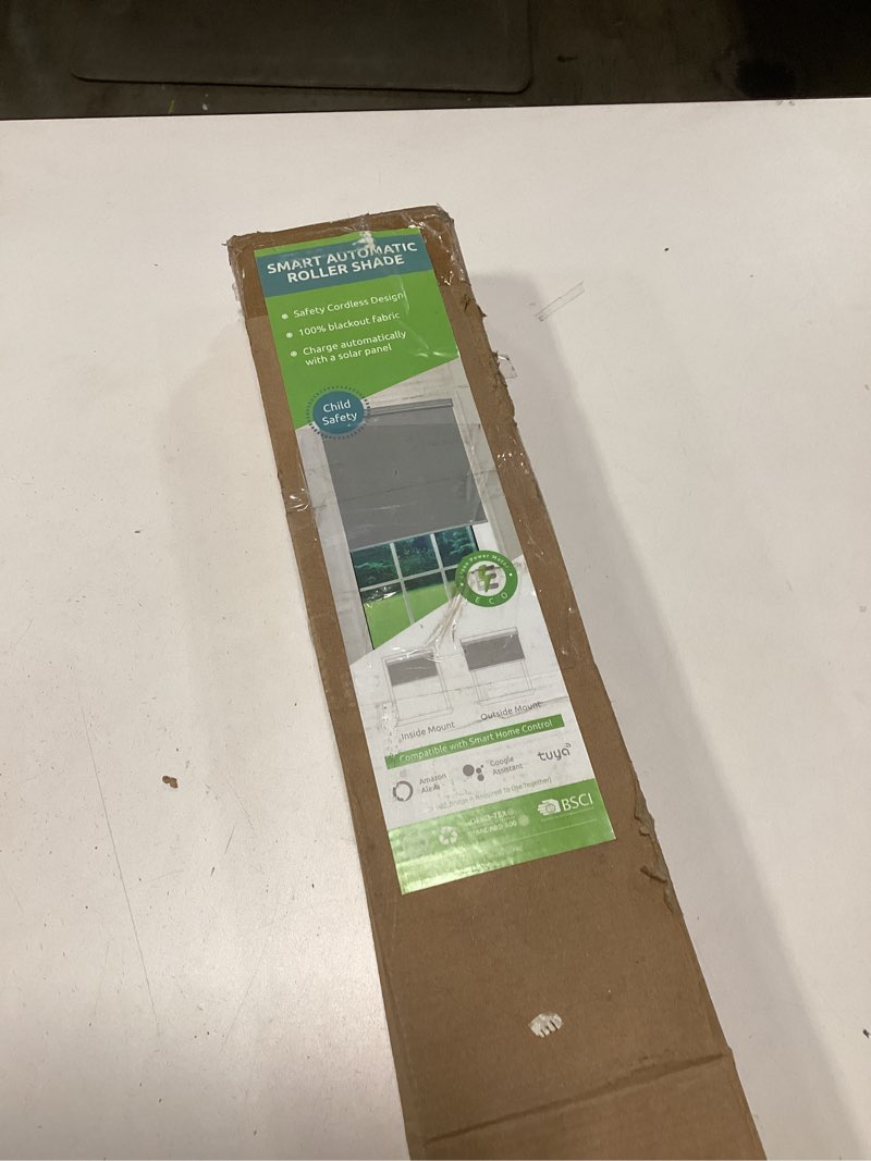 Condition photo showing New/Like New for Motorized Blackout Smart Roller Blinds with Remote Control & Solar Panel - Automatic Electric Shades for Windows, Compatible with Alexa - White,35" W*72" H A-white 35"W x 72"H