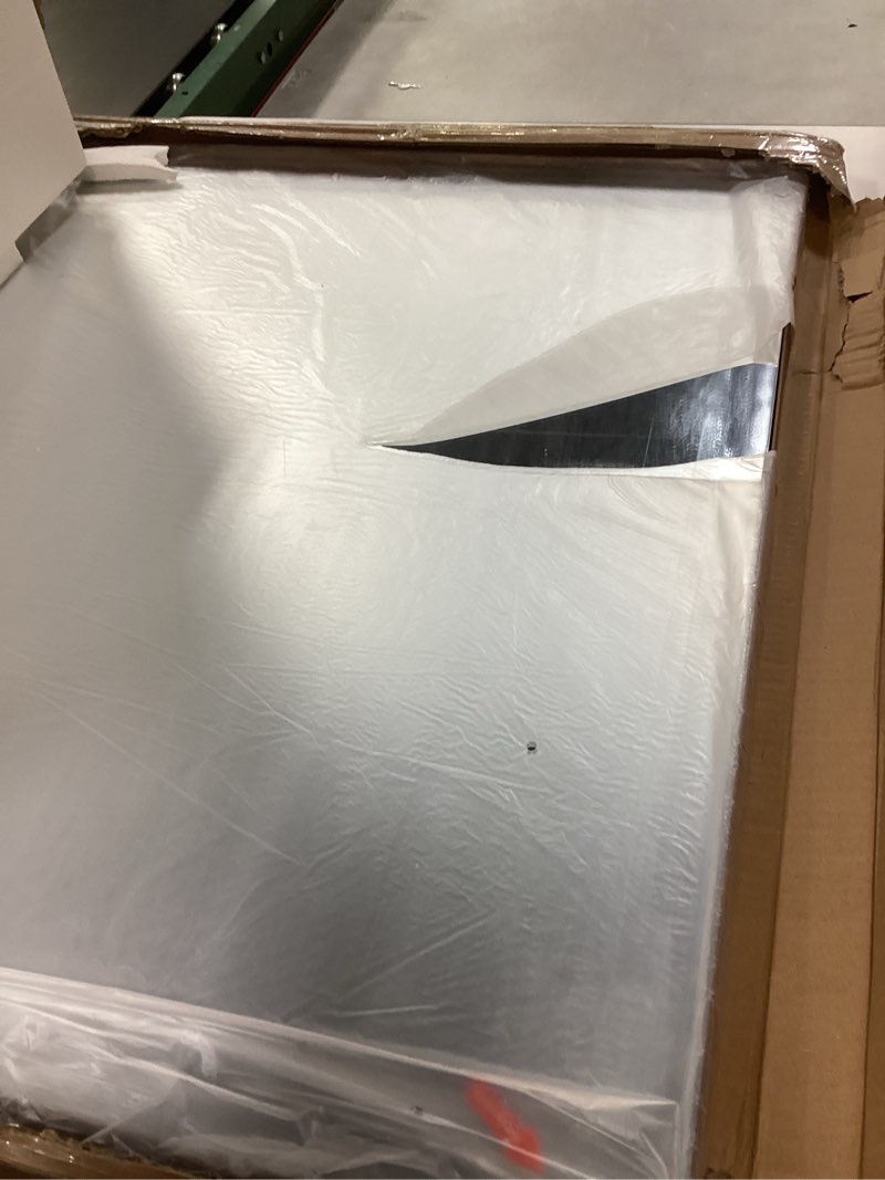 Condition photo showing Good Condition for LOAAO 30X36 Inch Bathroom Mirror with Wood Grain Colored Metal Frame, Rounded Rectangle Metal Framed Bathroom Mirror, Anti-Rust, Hangs Horizontally or Vertically, Tempered Glass Wood Grain Colored 30"L x 36"W