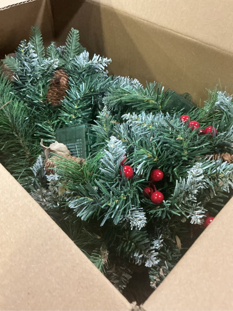 Condition photo showing As Is for 2 Pack Christmas Tree Urn Filler, Battery Operated with Timer, Pre-lit Warm White & Multi-Color Changing LED Lights, 21in Artificial Xmas Tree for Porch, Pathway, Yard, Outdoor Holiday Decoration Green-2