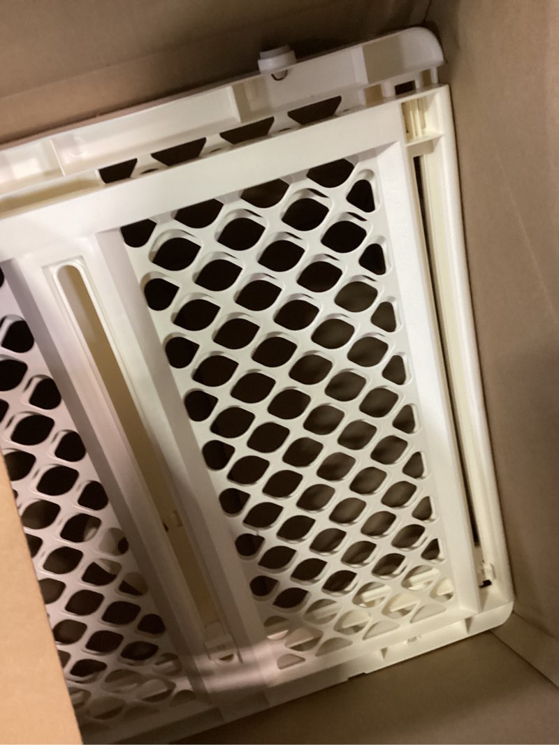 Condition photo showing As Is for toddleroo by north states - supergate ergo baby gate: plastic baby gate for stairs & doorways - adjustable indoor safety gate - made in usa - 26 to 42 inches wide - 26 inches tall - ivory