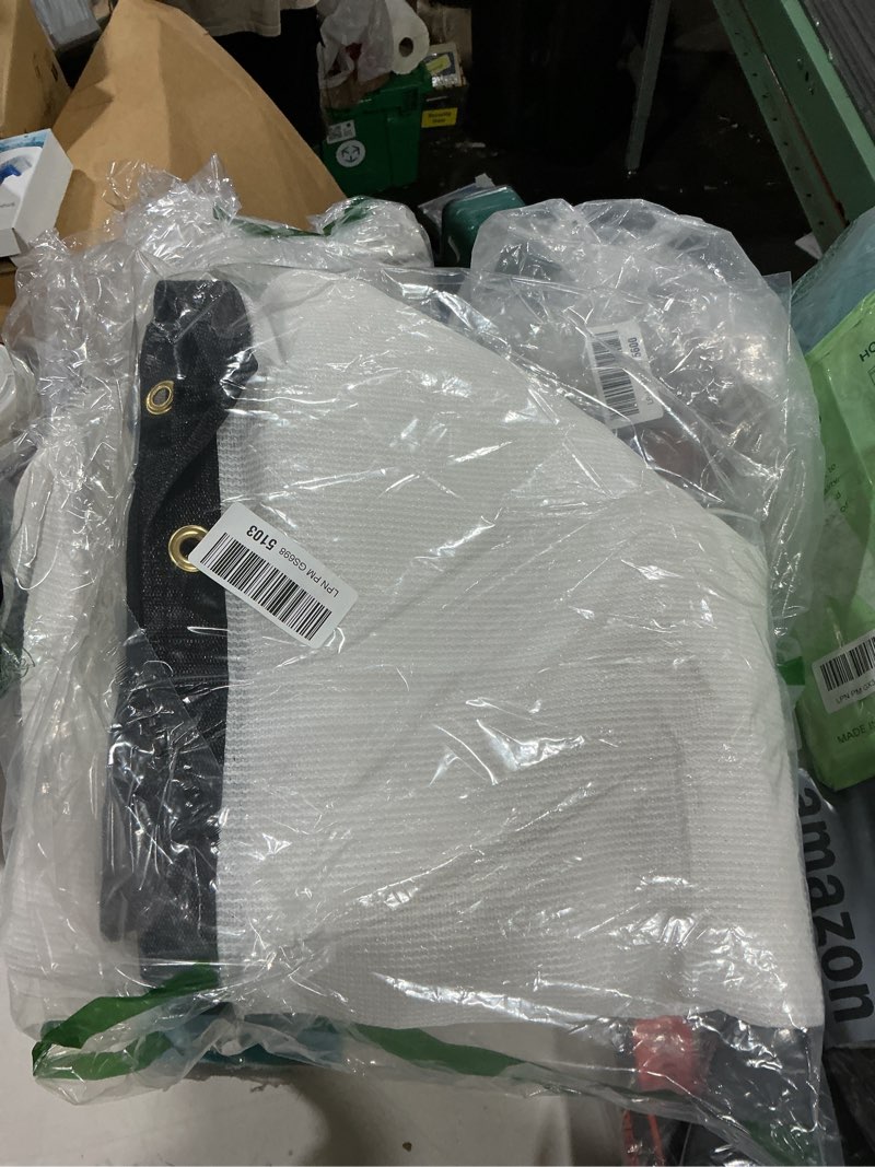Condition photo showing As Is for shademart 6' x 10' fence privacy screen white heavy duty 170 gsm fencing mesh shade net with grommets & zip ties, 90% blockage fence screen for balcony yard outdoor garden pool (we customize size) white 0 6' x 1 0'