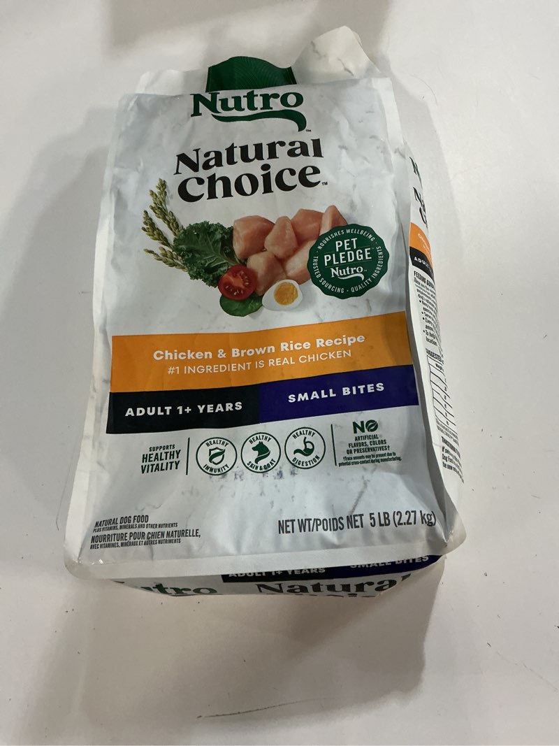 Condition photo showing New/Like New for ((BEST BY/MAR/03/2026))Nutro Natural Choice Adult Small Bites Dog Food, Chicken & Brown Rice Recipe, 5 lb. Bag Chicken 5 Pound (Pack of 1)