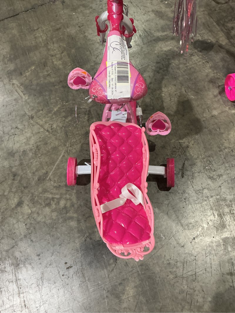 Condition photo showing As Is for disney princess girls' 12" bike with doll carrier by huffy