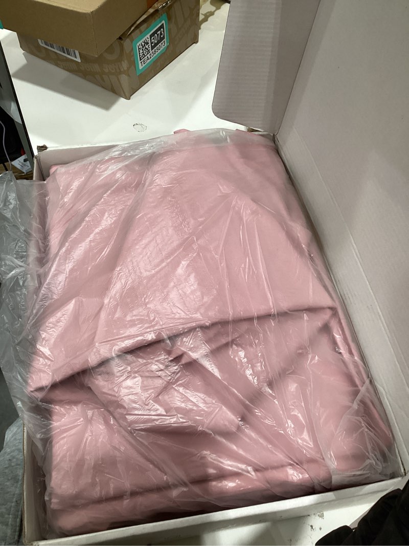 Condition photo showing As Is for Horbaunal 5 Pcs Pink Ruffle Duvet Cover Queen Size Soft Microfiber Shabby Chic Ruffled Duvet Cover Set, Vintage French Country Ruffle Bedding Set with Zipper Closure & Corner Ties, 90" x 90" Queen Pink