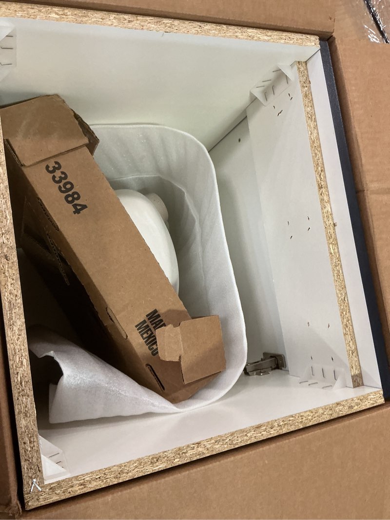 Condition photo showing Good Condition for Project Source Dover 18-in Navy Blue Single Sink Bathroom Vanity with white 