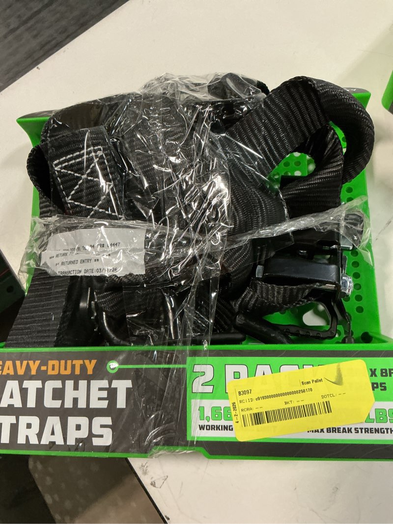 Condition photo showing Good Condition for rhino usa td-rs1.62b-w hd ratchet tie-down straps adjustable 1.6in x 8ft black