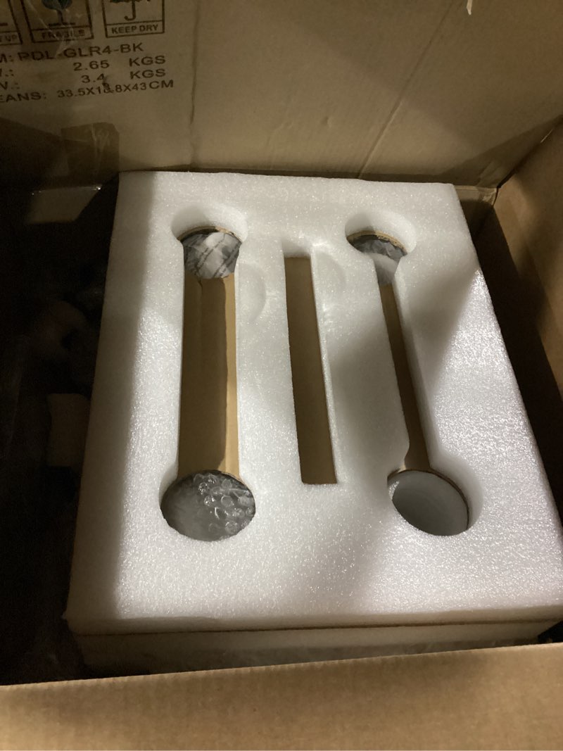 Condition photo showing Good Condition for VONLUCE Dining Room Light Fixture Over Table, 4-Light Kitchen Island Lighting with Round Glass Shades & Adjustable Hanging Heights, Linear Chandlier for Dining Room Kitchen, Black, ETL Certificated Matte Black 4-Light