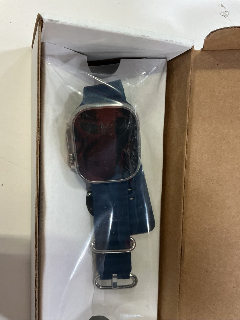 Condition photo showing Good Condition for Apple Watch Ultra 2 [GPS + Cellular, 49mm] - Titanium Case with Blue Ocean Band, One Size (Renewed) Modern One size - fits 130-200mm wrists Titanium Case with Blue Ocean Band Without AppleCare+