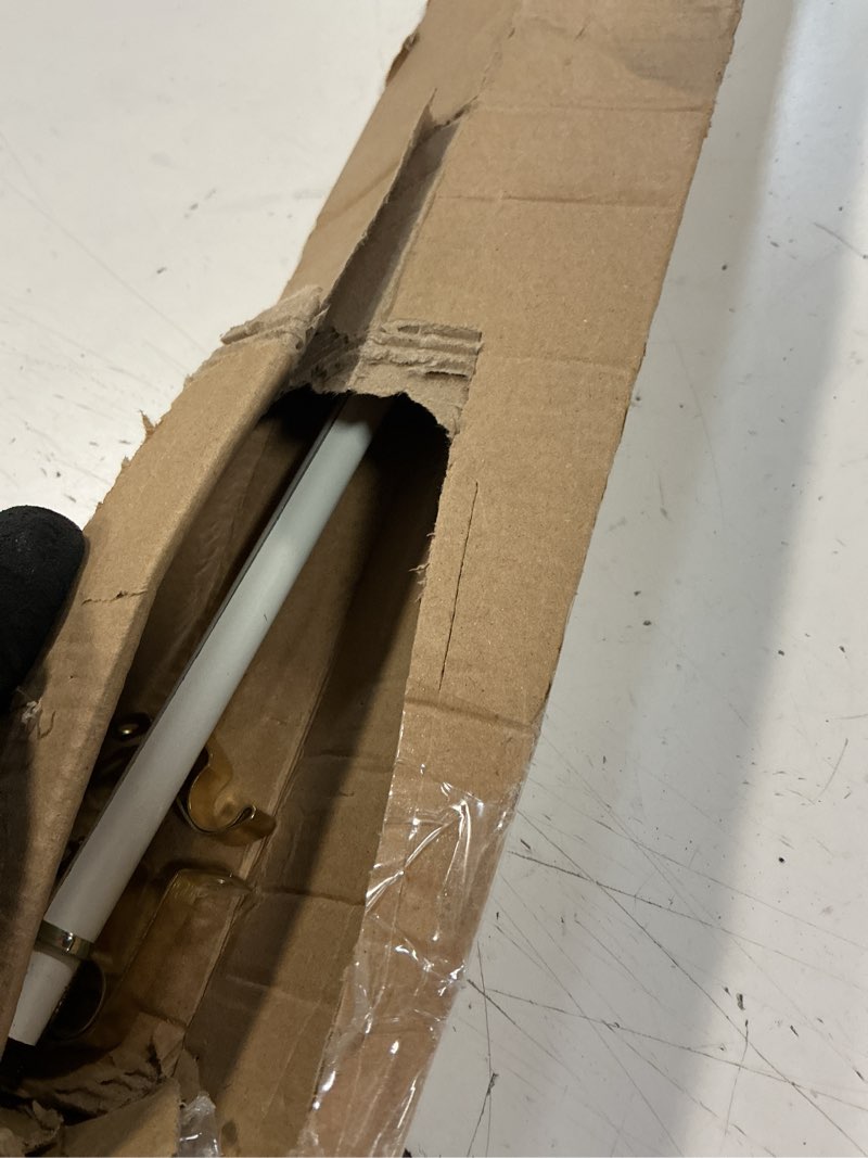 Condition photo showing As Is for amazing drapery hardware 7/16 inch white cafe rods with brass ends, set of 1 (hardware included) - adjustable length 28-48 inches, easy to install metal rods for doors, windows, and sidelights 28-48 inch, 1 pack