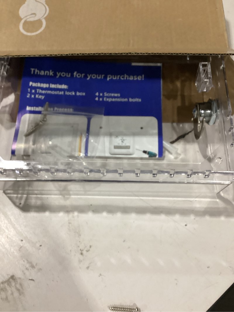 Condition photo showing Good Condition for trj thermostat lock box with key, large thermostat cover with lock for thermostat on wall, ac control lock box cover with key, air conditioner lockbox fits thermostats 5" h x 6" w or smaller key lock