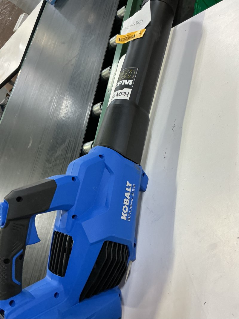 Condition photo showing As Is for blowers kobalt gen4 40-volt 520-cfm 120-mph battery handheld leaf blower 4 ah trending kobalt gen4 40-volt 520-cfm 120-mph battery handheld leaf blower 4 ah