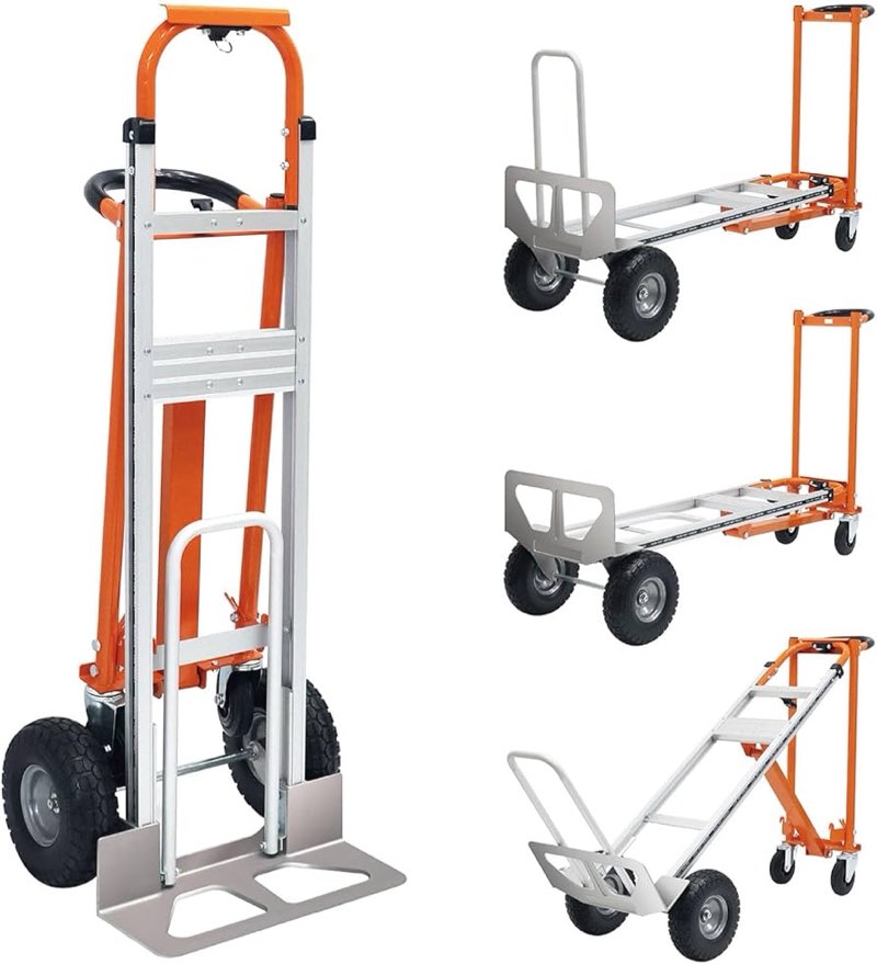 Aluminum 4 in 1 Convertible Hand Truck Dolly, 1000Lbs Capacity, Heavy Duty Folding Hand Truck Dolly 