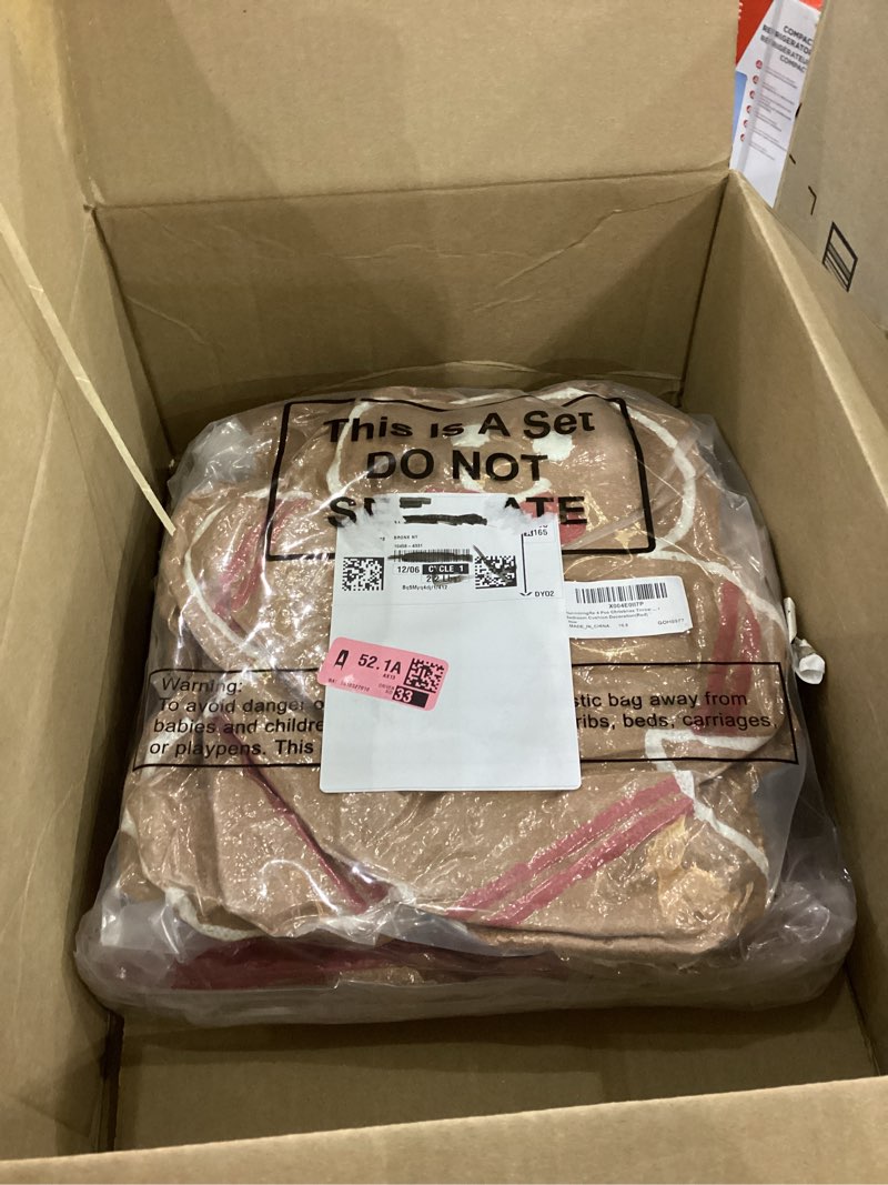 Condition photo showing New/Like New for 4 Pcs Christmas Throw Pillows Plush Gingerbread Men Gingerbread House Snowflake Shaped Pillow for Christmas Winter Holiday Party Outdoor Bedroom Cushion Decoration(Red) Red Gingerbread