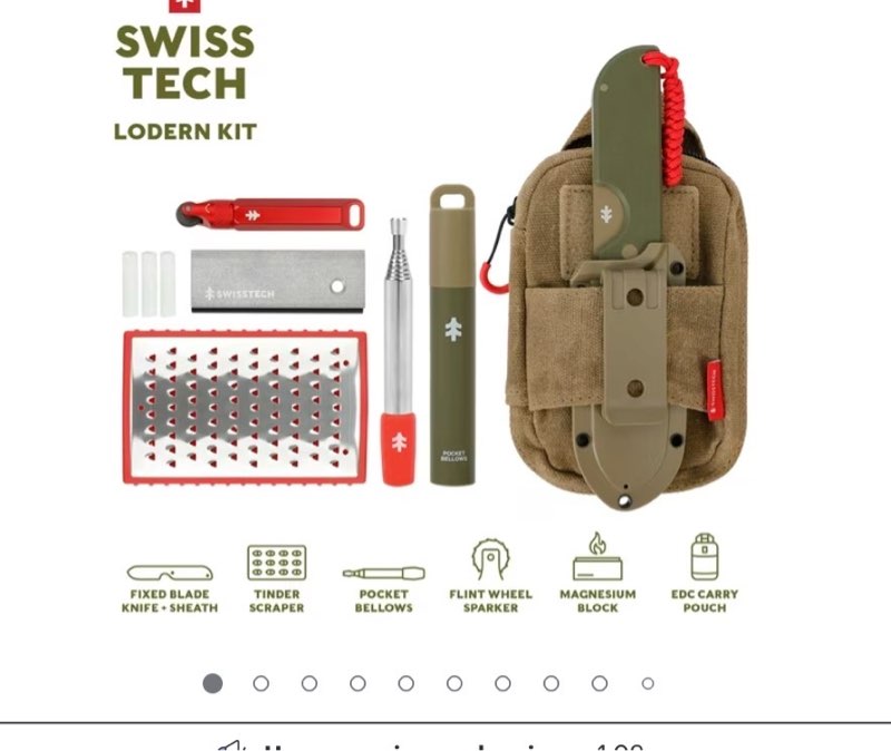 Swiss Tech Fixed Blade Kit, 6 Piece, Campfire, Camping Essentials Set