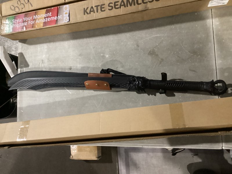 Condition photo showing New/Like New for High Strength Polypropylene Martial Arts Training Sword Unbreakable PP Plastic with Leather Sheath, Dragon Hilt Design?Black Practice Katana Sword A-39.73 in