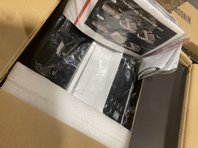 Condition photo showing New/Like New for n71 money counter machine mixed denomination, dual-display mixed denomination value counting machine with uv/mg/ir/dd counterfeit detection, usd, eur, mxn, gbp and cad business money counter white
