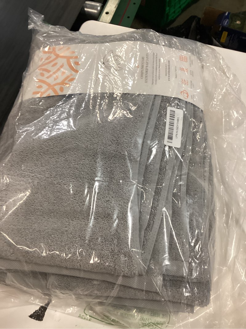 Condition photo showing New/Like New for luxury soft bath sheet towels set - 650 gsm cotton luxury bath towels extra large 35x70 | highly absorbent and quick dry | hotel quality extra large bath towels oversized, light gray, 2 pack light gray bath sheets, 2 pack