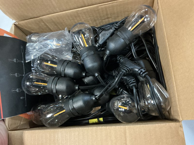 Condition photo showing Good Condition for addlon led outdoor string lights 48ft with edison vintage shatterproof bulbs and commercial grade weatherproof strand - etl listed decorative lights for patio garden black 48ft
