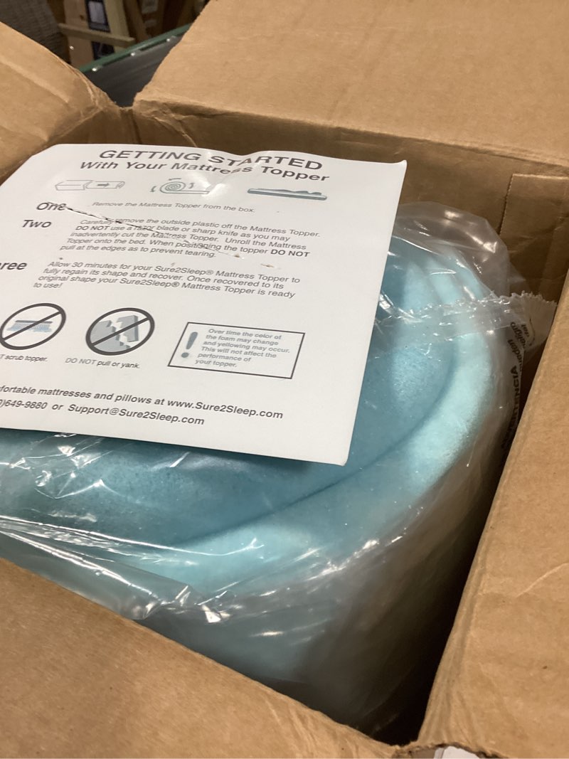 Condition photo showing Good Condition for sure2sleep gel swirl memory foam mattress topper - 3 inch, pressure relieving, cooling comfort - made in the usa & certipur-us certified - softens firm beds and extends mattress life - queen size queen 3 inch