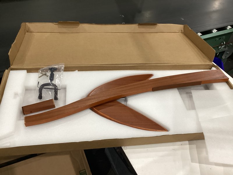 Condition photo showing Good Condition for muso guitar bass hanger stand, solid wood bow holder mermaid shaped for display and storage, 42 inches height anti-scratched and anti-bump, deorate studios, living room and stage (sapele, 1) sapele 1