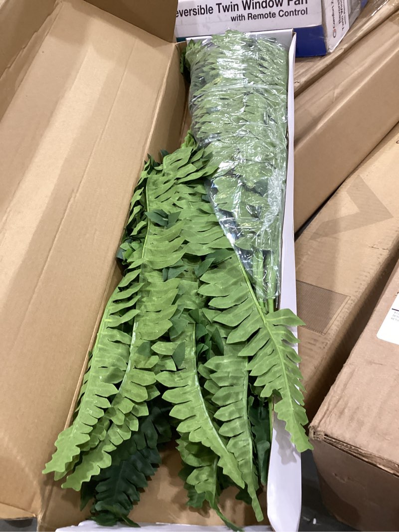 Condition photo showing Good Condition for ferns artificial bush plants large, 2 artificial boston ferns with 39 fronds for outdoors home decor