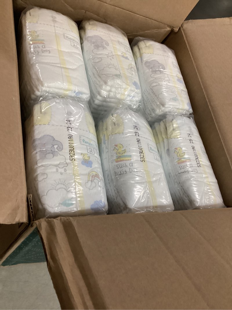 Condition photo showing New/Like New for pampers swaddlers diapers, size 2 (10-22 lbs), 186 count, absorbent, keeps baby dry and comfortable, skin safe disposable baby diaper (packaging may vary) size 2 186