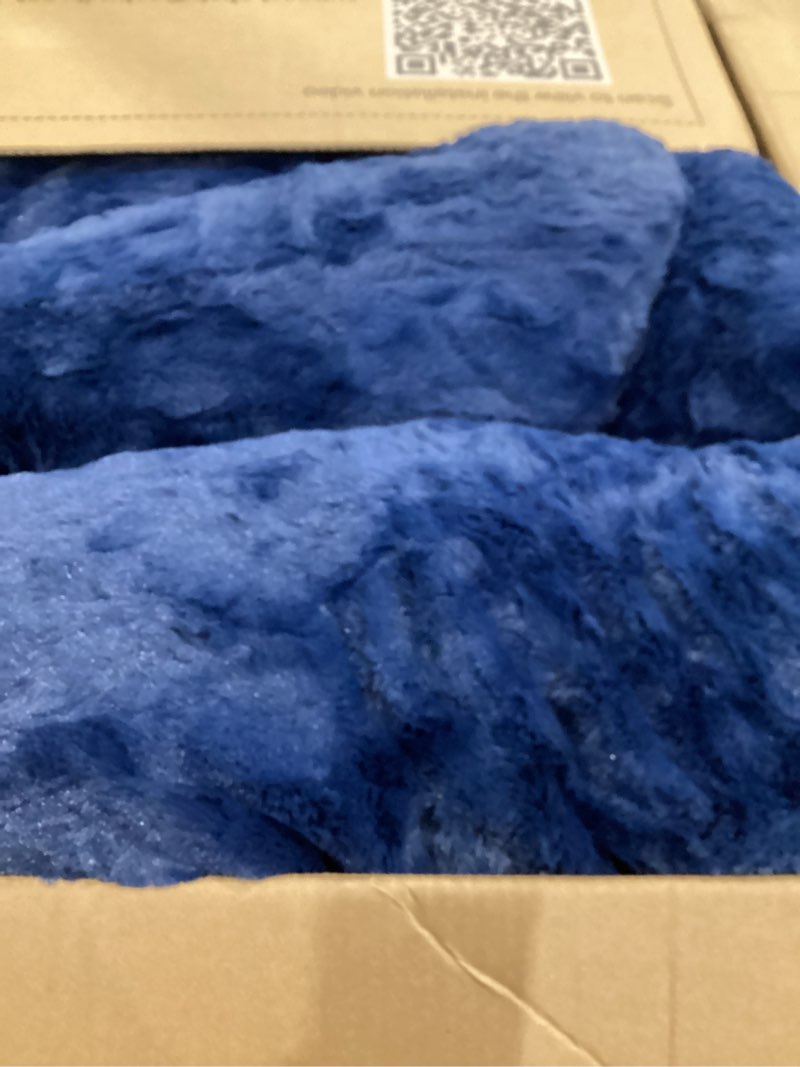 Condition photo showing Good Condition for best friends by sheri the original calming donut dog bed for extra-large dogs up to 150 lbs, lux faux fur, navy blue, 45" x 45"