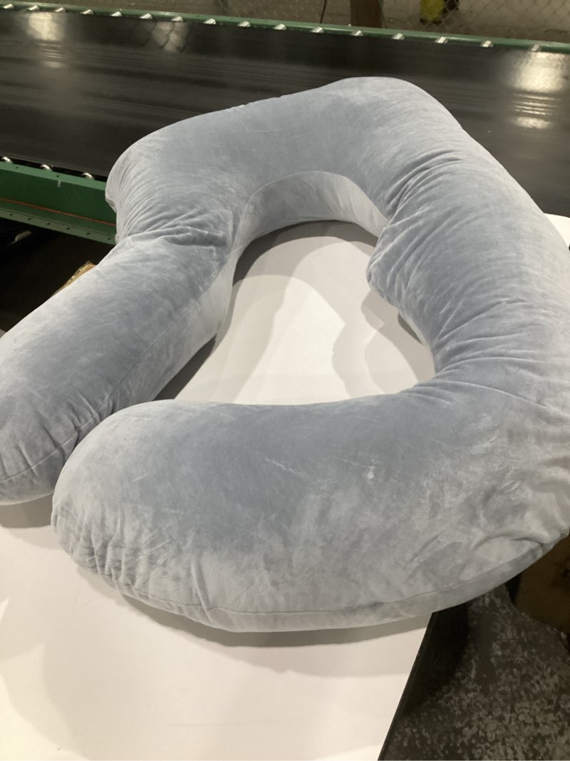 (USED)Momcozy Pregnancy Pillow for Sleeping, Dreamlign U Pro Maternity Pillow with Adjustable Leg Pillow, Removable Cover - Support for Back, Hip, Belly, Legs for Pregnant Women, 50-72 Inch Full Body Pillow Grey