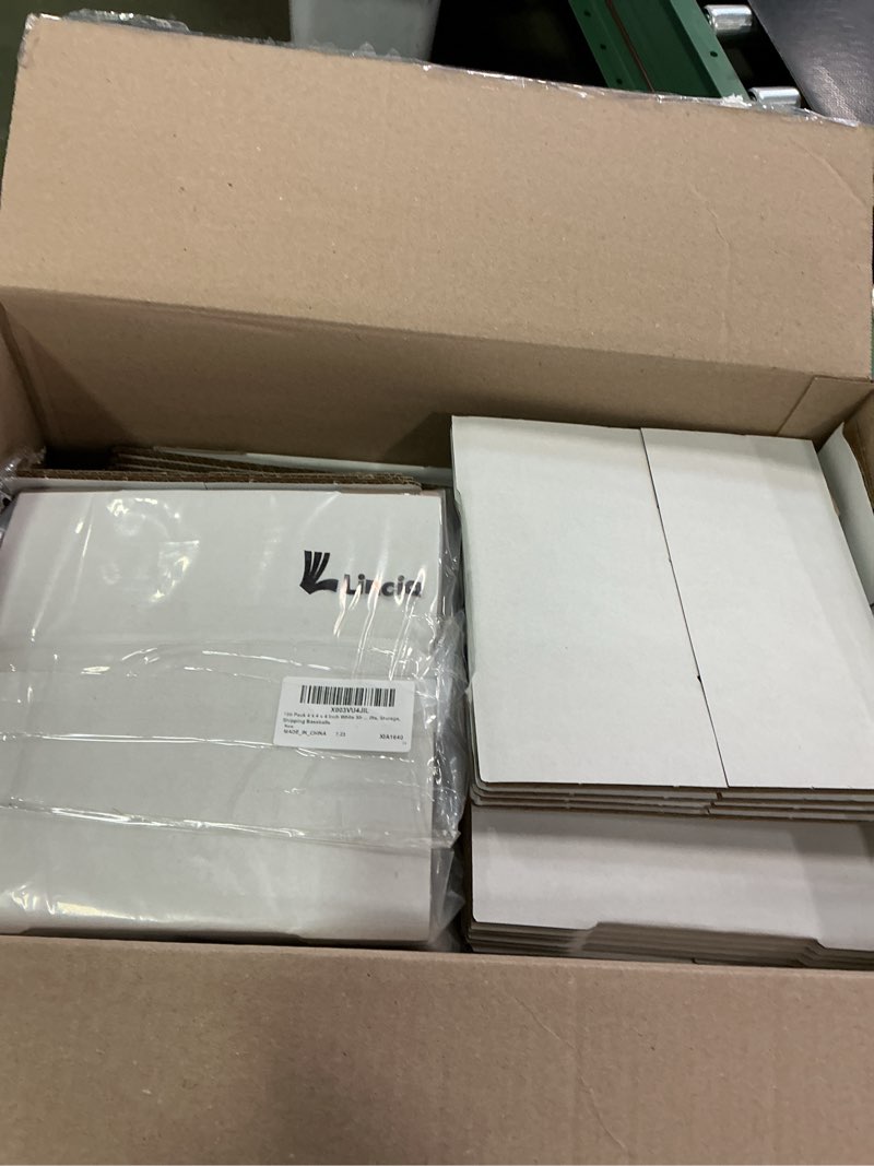 Condition photo showing New/Like New for 100 Pack 4 x 4 x 4 Inch White Shipping Boxes Small Corrugated Cardboard Box Cube Foldable Mailing Boxes Cardboard Box Mailers for Packaging Gifts, Storage, Shipping Baseballs