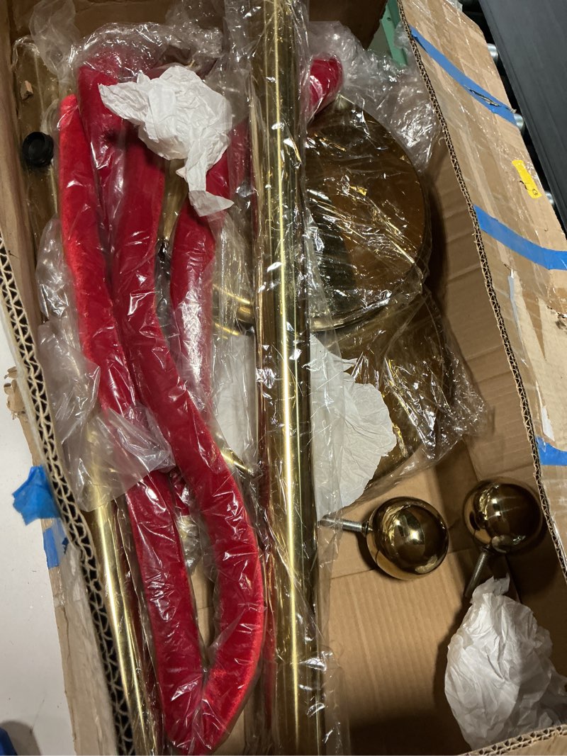 Condition photo showing Good Condition for vevor stanchions and velvet ropes 4pcs, hollow base with stainless steel post, 2 red velvet ropes and posts, crowd control barriers gold stanchions, red carpet runner poles for party supplies gold 4