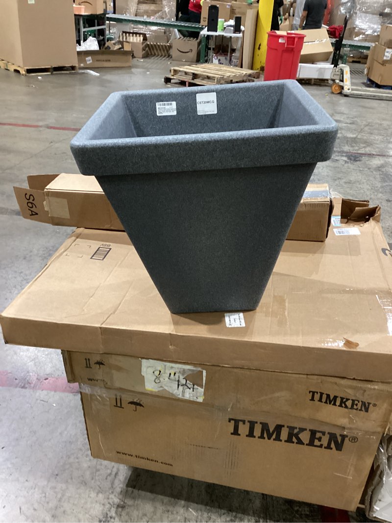 Condition photo showing Good Condition for ARBORA 20" Mykonos Square Polyresin Indoor and Outdoor Planter with Stone Blend Concrete Finish - Durable, All Season, Weatherproof, Lightweight, Large Plant Pot for Patio, Garden, Deck, Entryway Concrete 20"