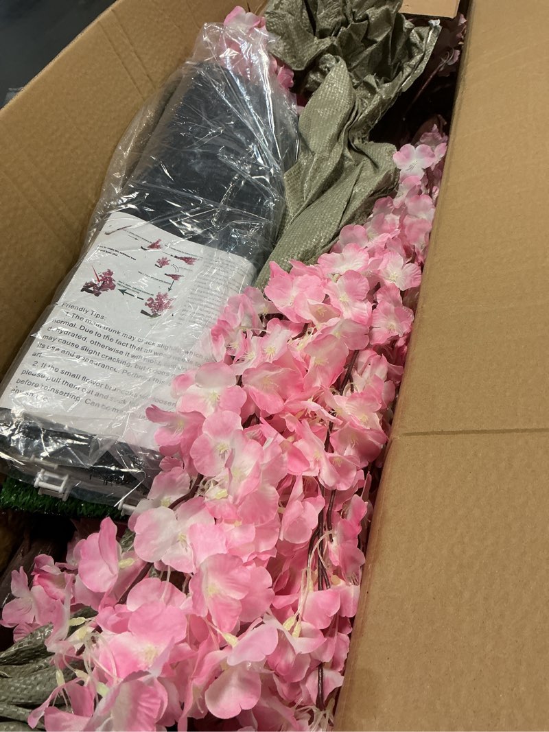 Condition photo showing Good Condition for artificial cherry blossom tree - handmade pink fake cherry blossom tree centerpieces for wedding party christmas garden indoor & outdoor pink 7in