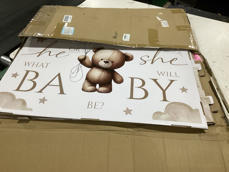 Condition photo showing As Is for amazingspark 28in jumbo gender reveal gift box kit with oversized box giant pull bows for gender reveal baby shower birthday party decor (neutral bear)