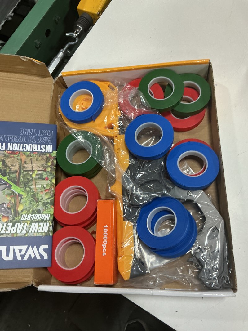 Condition photo showing Good Condition for swansoft plant tying machine, lightweight plant vine tying tape machine tool, planting tape gun for tomatoes, grapes and vegetable garden, come with 10000pcs staples 20 rolls (yellow)