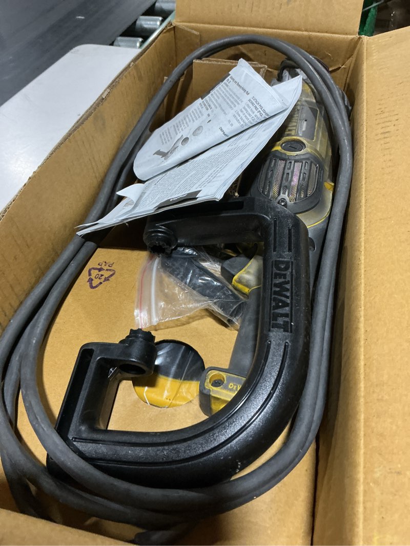 Condition photo showing As Is for dewalt buffer polisher, 7-in-9-in, 12 amp, variable speed dial 0-3,500 rpm’s, corded (dwp849x)
