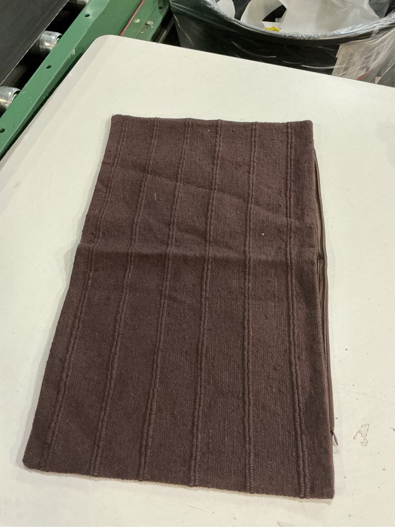 Condition photo showing As Is for quince textured striped cotton pillow cover 1 cover espreso 12x20 