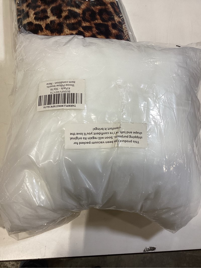 Condition photo showing Good Condition for lane linen 16x16 throw pillow insert - set of 4 white inserts for decorative pillow covers for bed, decorative pillows for bed, couch pillows, throw pillows for couch 16" x 16" 01: white