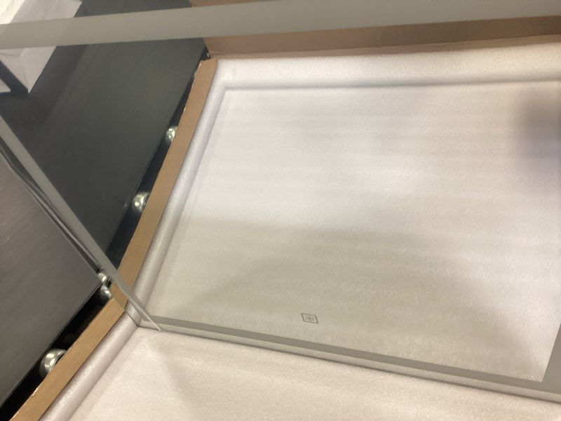 Condition photo showing Good Condition for HNV 22"x20" Lighted Vanity Mirror – Large Makeup Mirror with 3-Color Dimmable LED Lights, 10X Magnification, Touch Control, Tabletop or Wall Mount Mirror for Bedroom & Dressing Room (White) White 22"L x 20"W