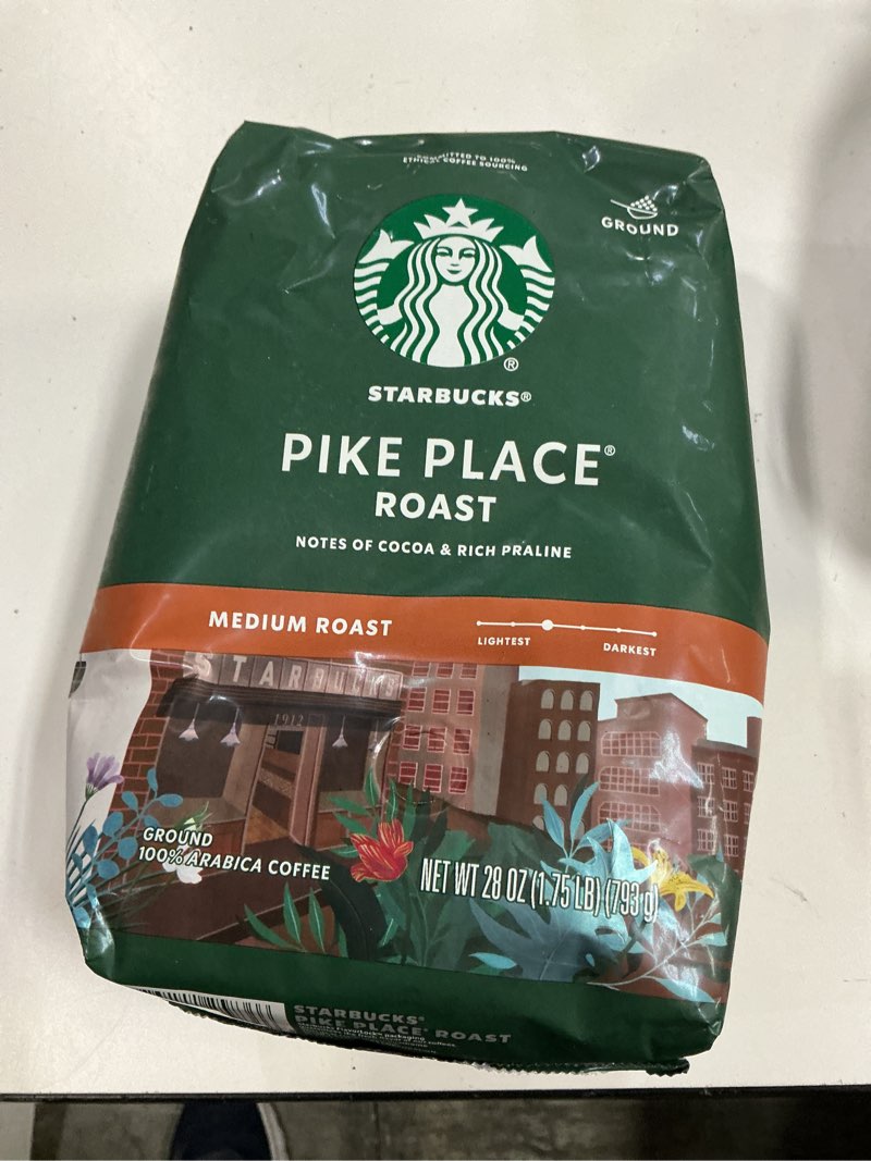 Condition photo showing New/Like New for Best by 12/17/25 Starbucks Ground Coffee, Medium Roast Coffee, Pike Place Roast, 100% Arabica, 1 Bag (28 Oz)