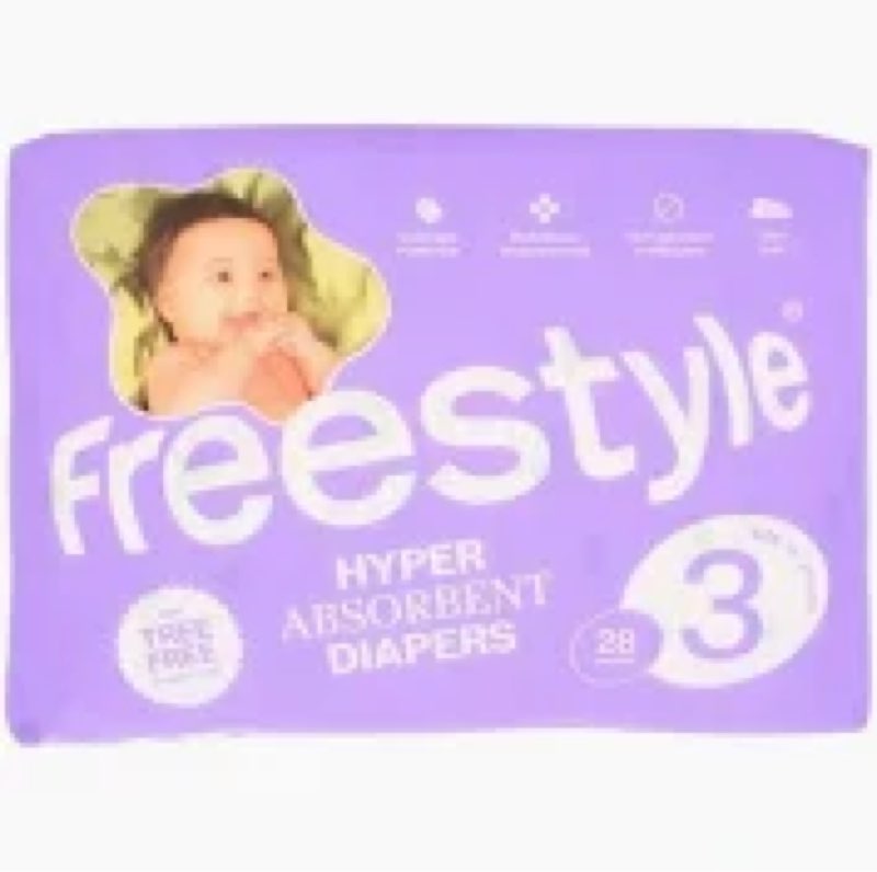 Freestyle BambooTek Diapers – (Size 3) Hyper Absorbent & Non-Toxic – Disposable Diapers for Sensitiv