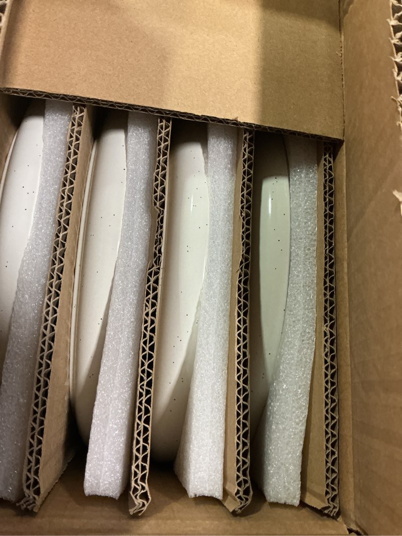 Condition photo showing New/Like New for Famiware Nebula Ridge Stoneware Dinnerware Sets, Plates and Bowls Sets for 4, 12 Pieces Dishes Set, Microwave and Dishwasher Safe Kitchen Plates, Charcoal Charcoal Set(12pcs)