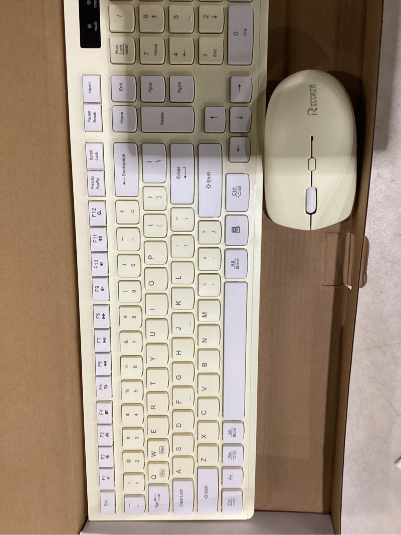 Condition photo showing Good Condition for wireless keyboard and mouse combo, full-sized wireless keyboard and adjustable dpi mouse, 2.4ghz usb receiver, keyboard and mouse for pc, windows, desktop, laptop (canary yellow)