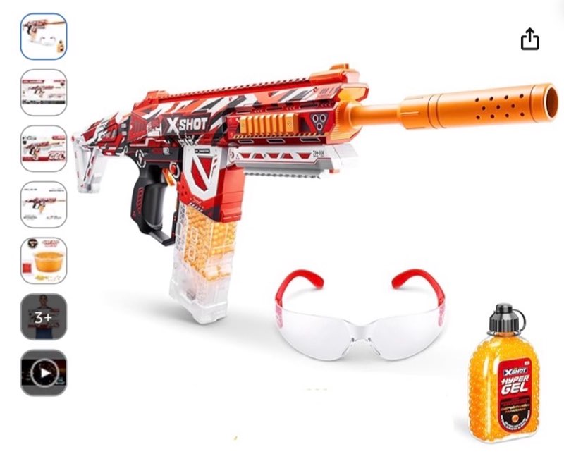 xshot hyper gel hpg-700 blaster, semi and fully automatic gel blaster & 20,000 hyper gel pellets, 700 capacity mag, eyewear, ages 14 & up by zuru