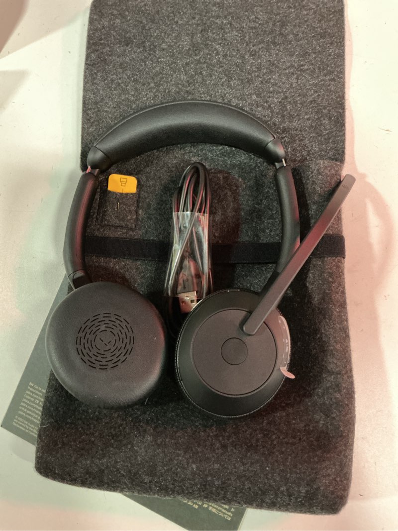 Condition photo showing Good Condition for jabra evolve2 55 stereo wireless headset - features aircomfort technology, noise-cancelling mics & active noise cancellation - works with uc platforms such as zoom & google meet - black dual-ear, usb-a dongle black