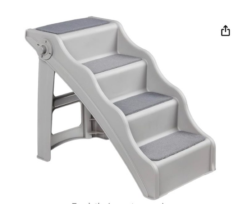 Amazon Basics Foldable Non-Slip Pet Stairs, Steps for Dogs and Cats, 14.6'' W x 22.75'' D x 19.5'' H, Grey (Similar to the stock photo)