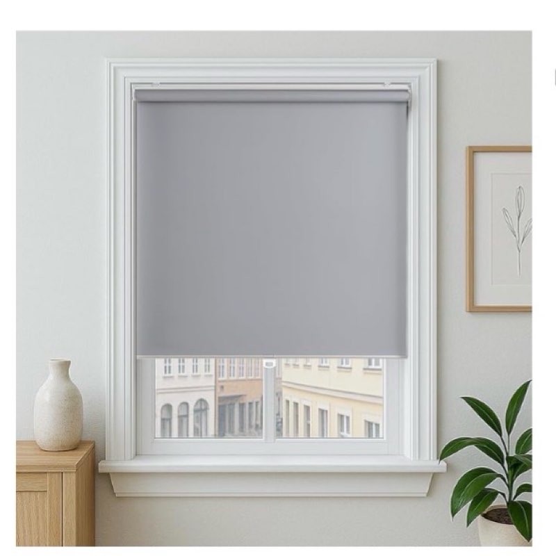  Claire HAN Cordless Roller Shade, Free-Stop Blackout Blinds for Windows, Thermal Insulated UV Protection Waterproof, Roll Up Blinds and Shades for Home, Office, Grey 26" W x 72" L