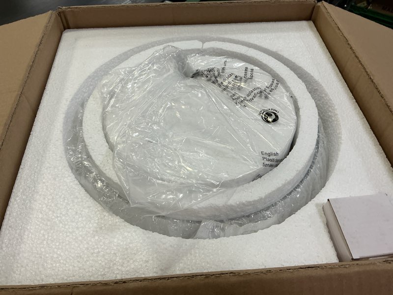 Condition photo showing New/Like New for WUZUPS Chandelier Rustic Farmhouse Industrial Round Semi-flushmount Ceiling LED Light Fixture with Clear Glass Shades for Bathroom Kitchen Foyer Entryway, H 11.8" x W 13.4", E26 Base, Black Ceiling Light, Black, 1-Light